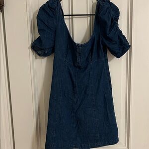 Free People Blue Denim Puff Sleeve Dress